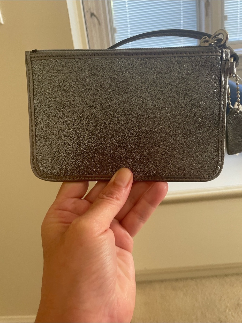 Coach Silver Glitter Wristlet Clutch with Detachable Strap - Picture 4 of 4